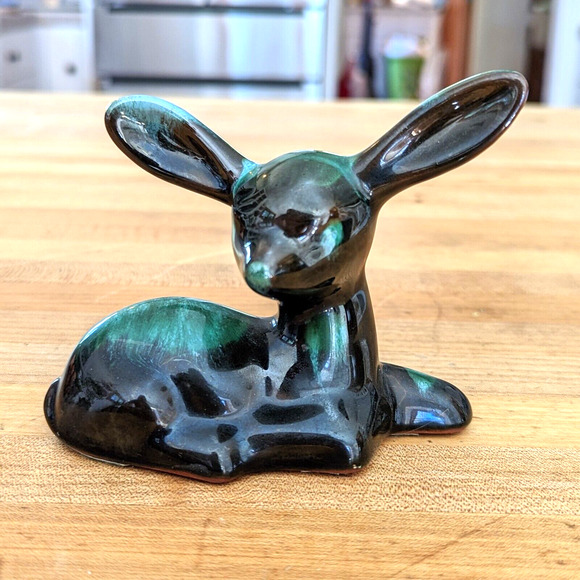 Blue Mountain Pottery Fawn Drip Glaze Blue Green Brown Redware Vintage - Picture 6 of 12